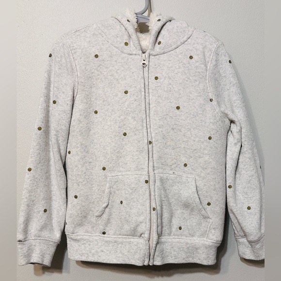 EUC OshKosh B'gosh Zip-Up Polka Dot Sherpa Lined Hoodie. - Picture 4 of 7